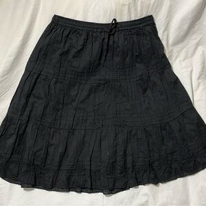 Jane Ashley Black Tiered A-Line Cotton Midi Skirt